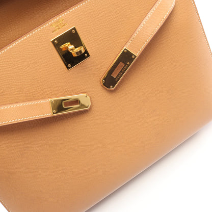 ケリー32 ナチュラル 外縫い 2WAY ハンドバッグ クシュベル ベージュ ゴールド金具 □B刻印 エルメス バッグ HERMES