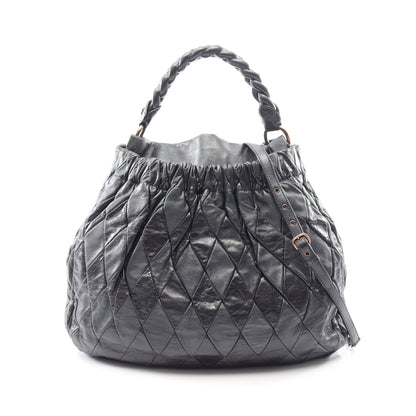 VIT.PATCH 2WAY ハンドバッグ レザー ダークグレー ミュウミュウ バッグ miu miu