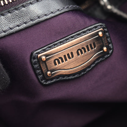 VIT.PATCH 2WAY ハンドバッグ レザー ダークグレー ミュウミュウ バッグ miu miu