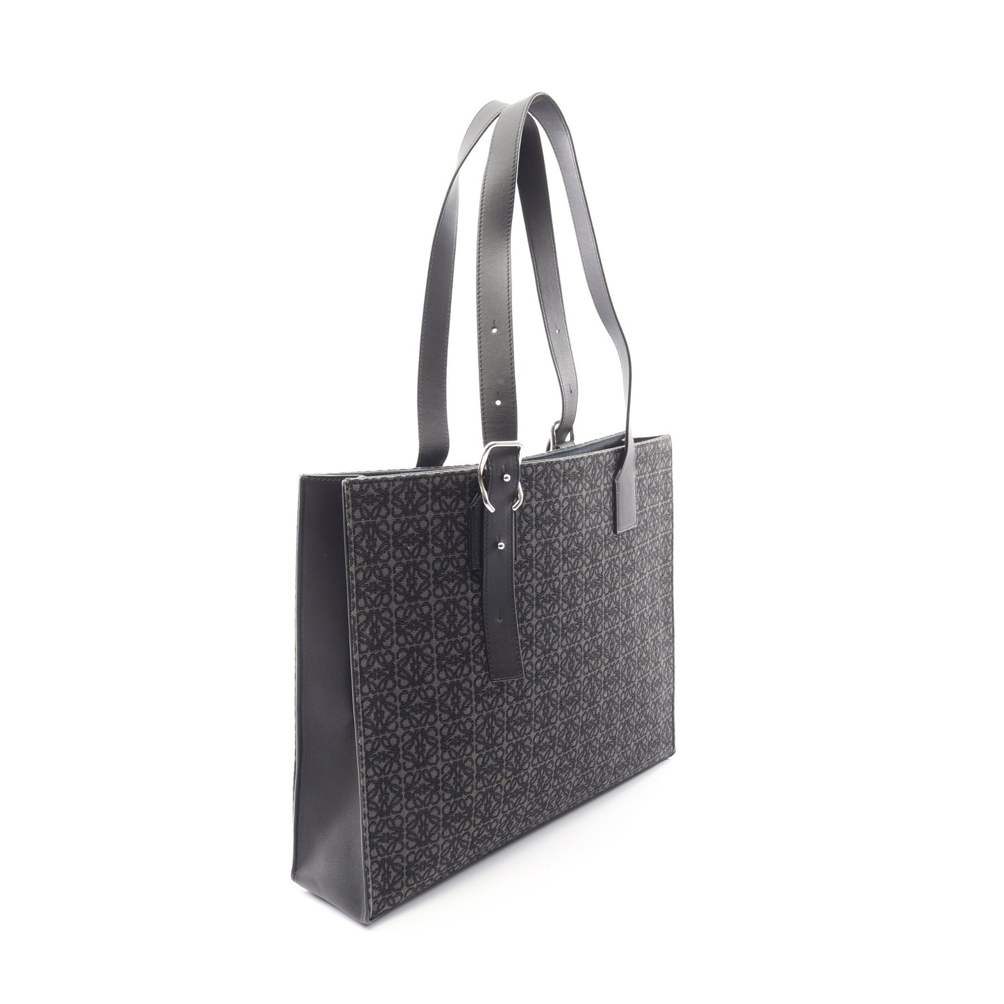 バックルホリゾンタル アナグラム ショルダーバッグ トートバッグ キャンバス レザー ブラック ロエベ バッグ LOEWE