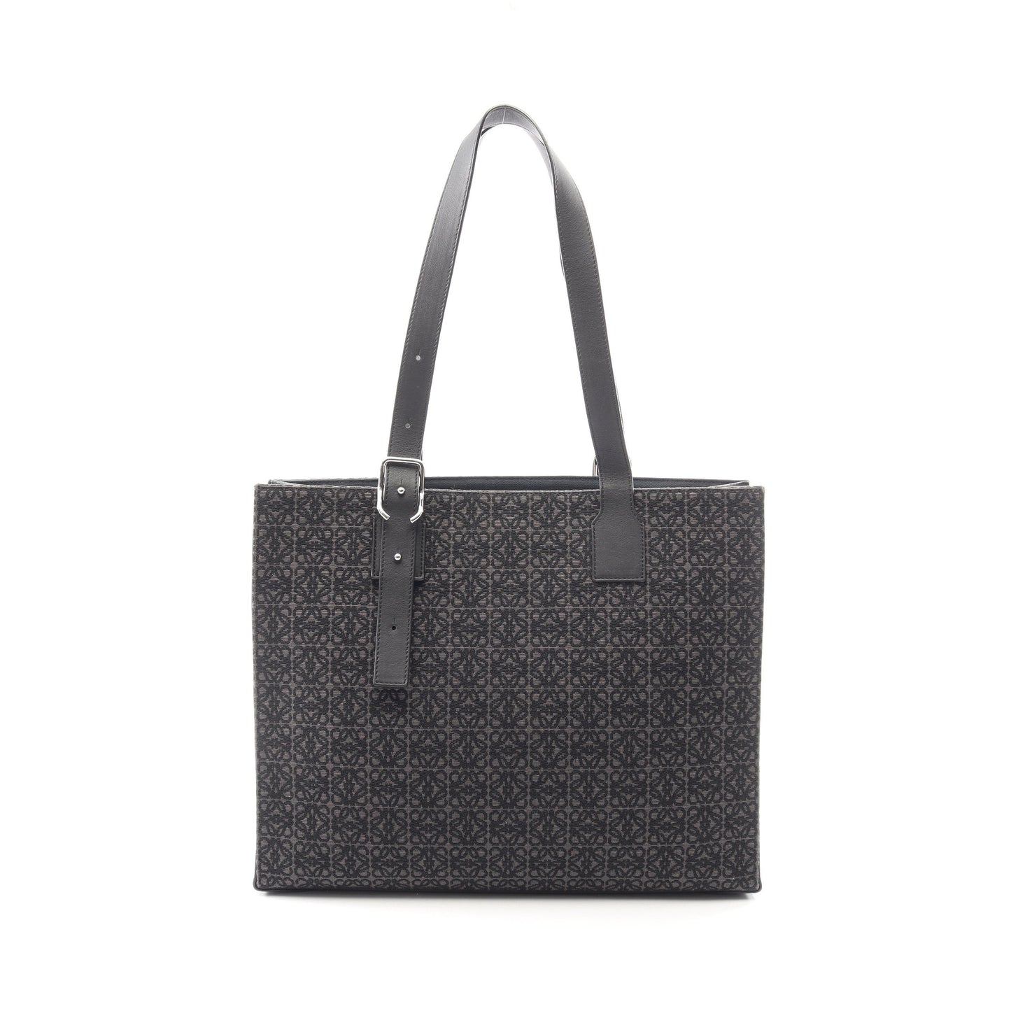 バックルホリゾンタル アナグラム ショルダーバッグ トートバッグ キャンバス レザー ブラック ロエベ バッグ LOEWE