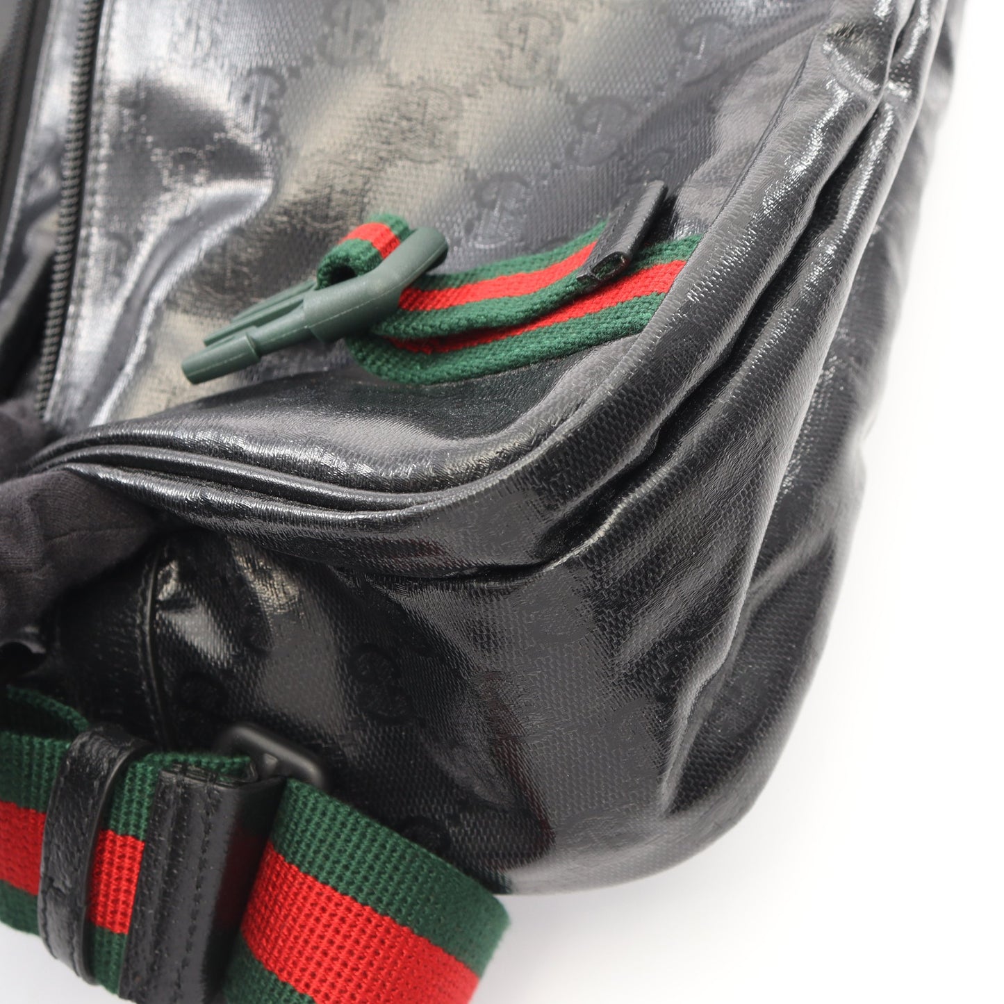 GGクリスタル ショルダーバッグ コーティングキャンバス レザー ブラック グッチ バッグ GUCCI