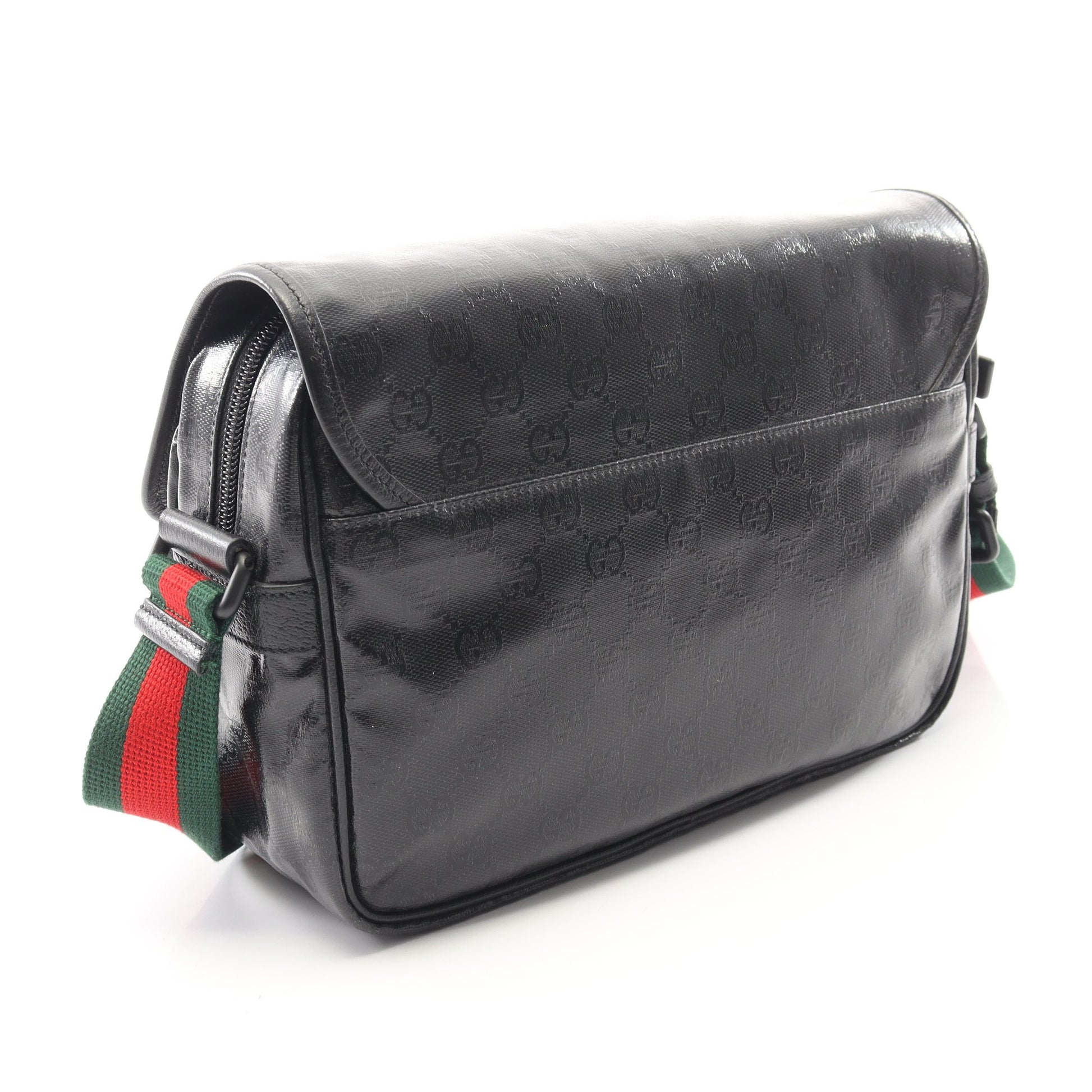 GGクリスタル ショルダーバッグ コーティングキャンバス レザー ブラック グッチ バッグ GUCCI