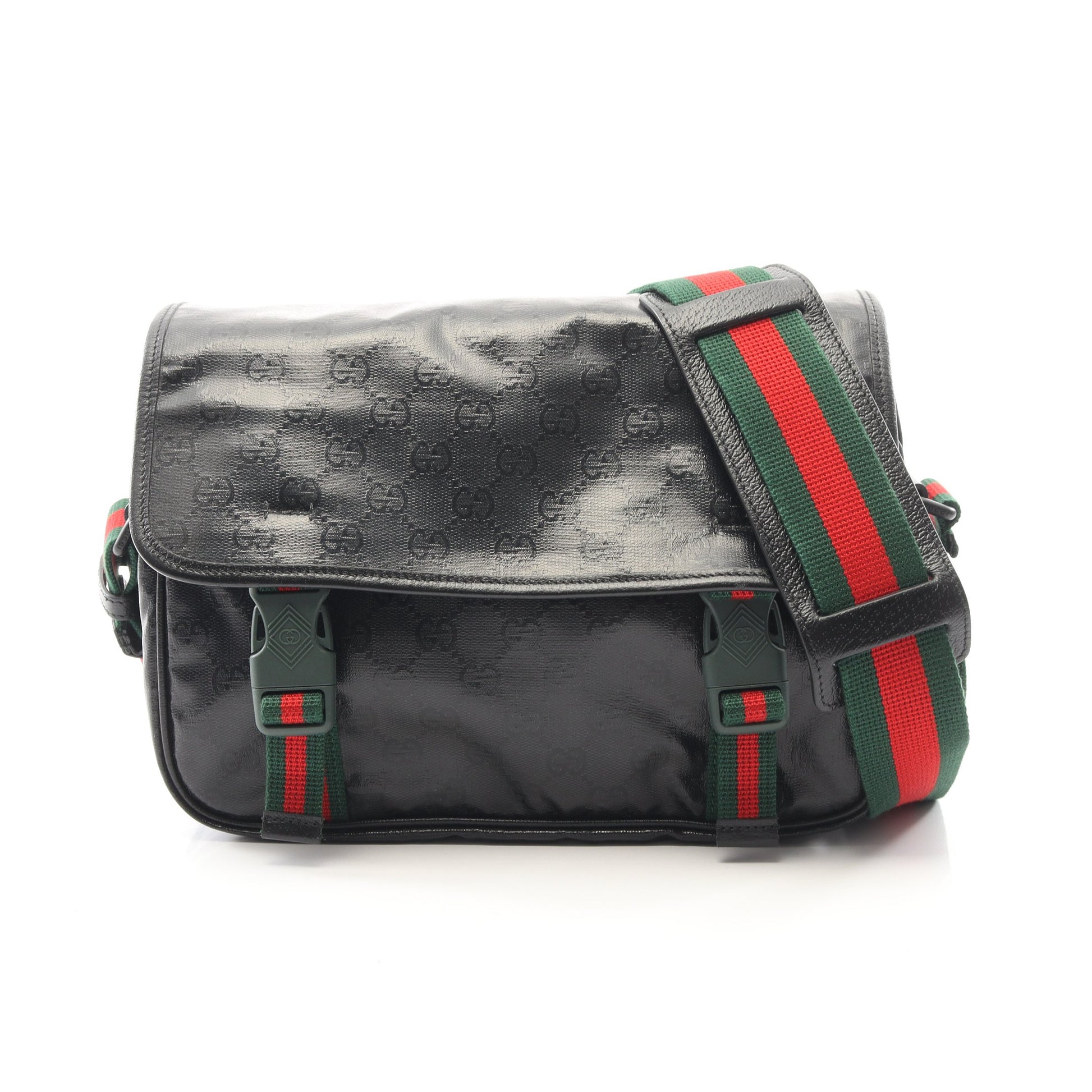 GGクリスタル ショルダーバッグ コーティングキャンバス レザー ブラック グッチ バッグ GUCCI