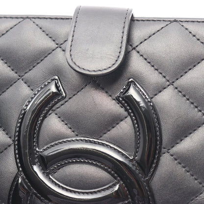 カンボンライン 二つ折り財布 レザー エナメルレザー ブラック シルバー金具 シャネル 財布・小物 CHANEL