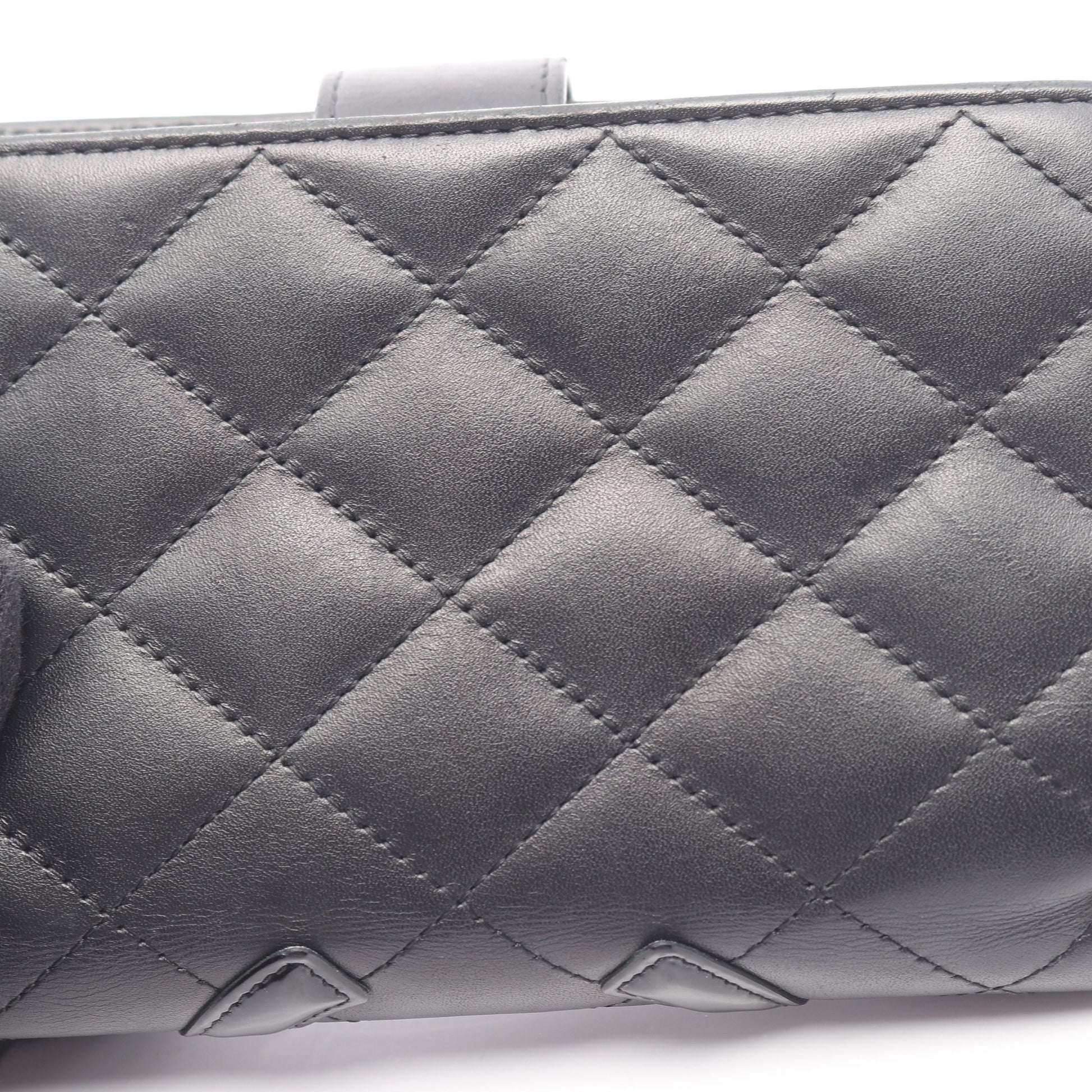 カンボンライン 二つ折り財布 レザー エナメルレザー ブラック シルバー金具 シャネル 財布・小物 CHANEL