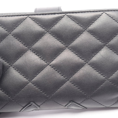 カンボンライン 二つ折り財布 レザー エナメルレザー ブラック シルバー金具 シャネル 財布・小物 CHANEL