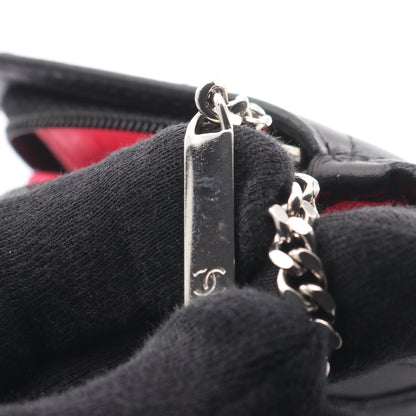 カンボンライン 二つ折り財布 レザー エナメルレザー ブラック シルバー金具 シャネル 財布・小物 CHANEL