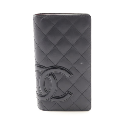 カンボンライン 二つ折り長財布 レザー エナメルレザー ブラック シルバー金具 シャネル 財布・小物 CHANEL