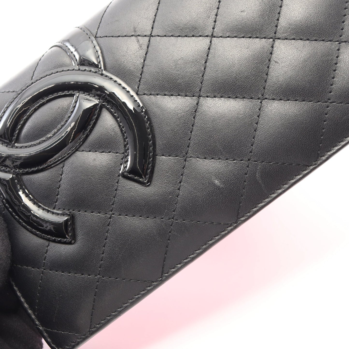 カンボンライン 二つ折り長財布 レザー エナメルレザー ブラック シルバー金具 シャネル 財布・小物 CHANEL
