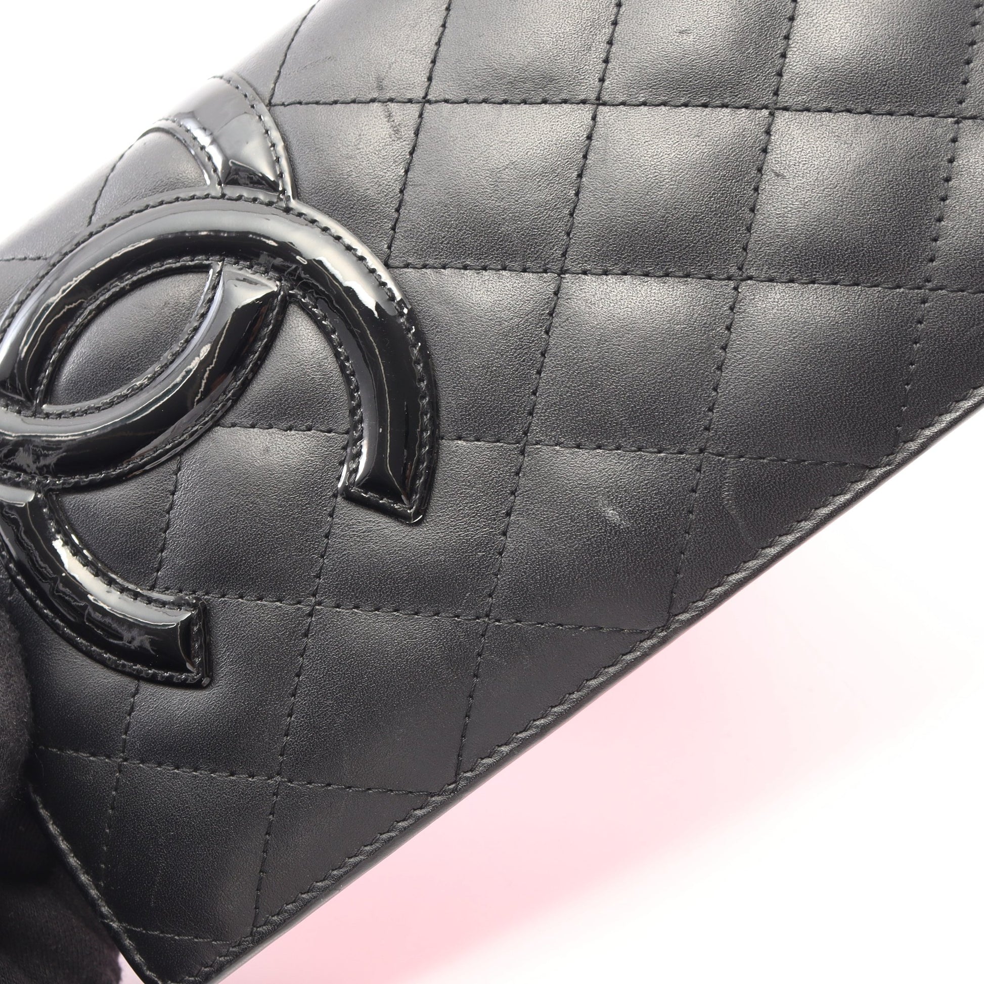 カンボンライン 二つ折り長財布 レザー エナメルレザー ブラック シルバー金具 シャネル 財布・小物 CHANEL