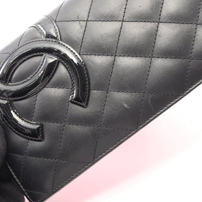 カンボンライン 二つ折り長財布 レザー エナメルレザー ブラック シルバー金具 シャネル 財布・小物 CHANEL