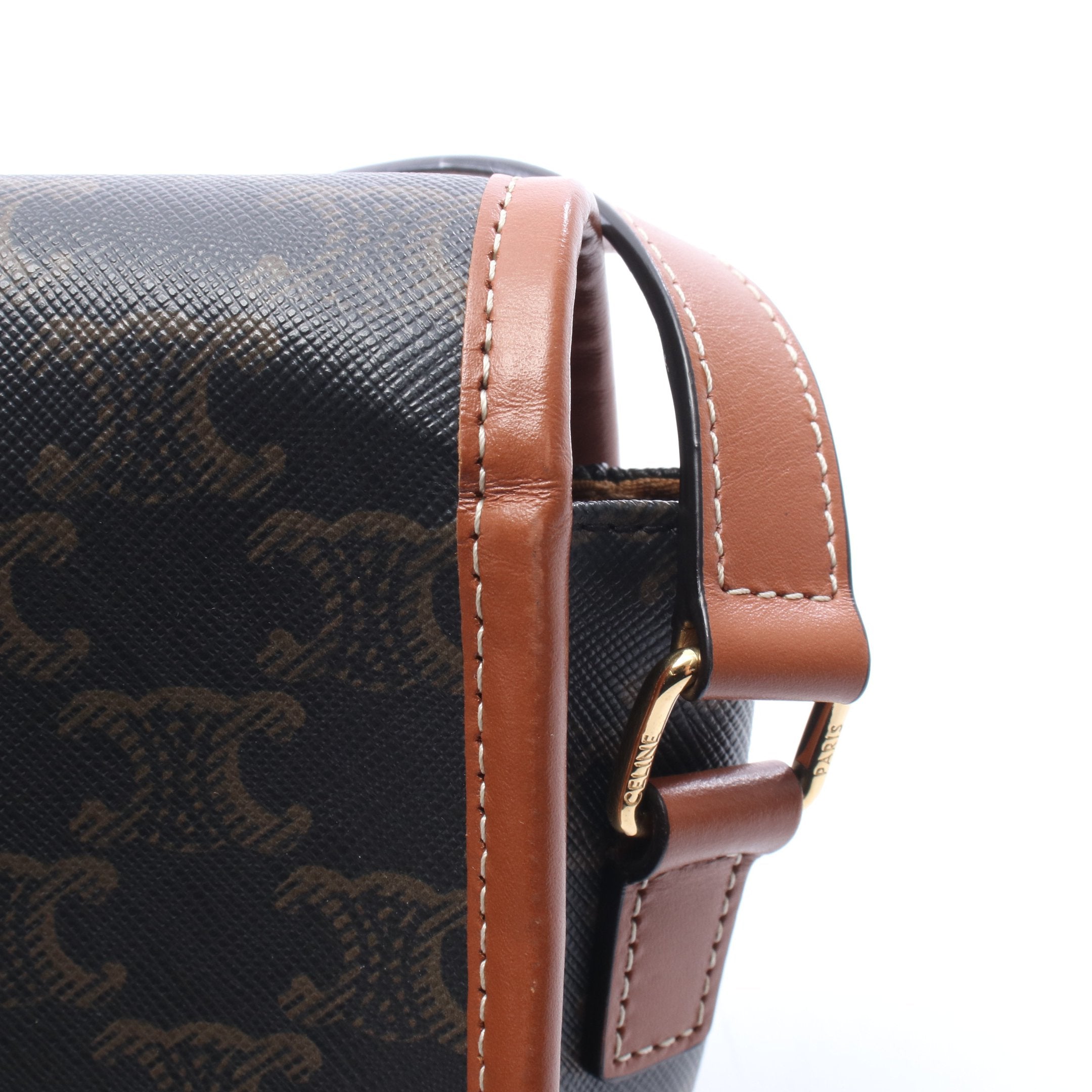 セリーヌ CELINE フォルコ ミディアムバッグ トリオンフ ショルダーバッグ バッグ PVCコーティングキャンバス レザー レディース ブラック系 / ブラウン系 / ホワイト系 【中古】 CELINE（セリーヌ） ショルダーバッグ Medium Folco ミディアム