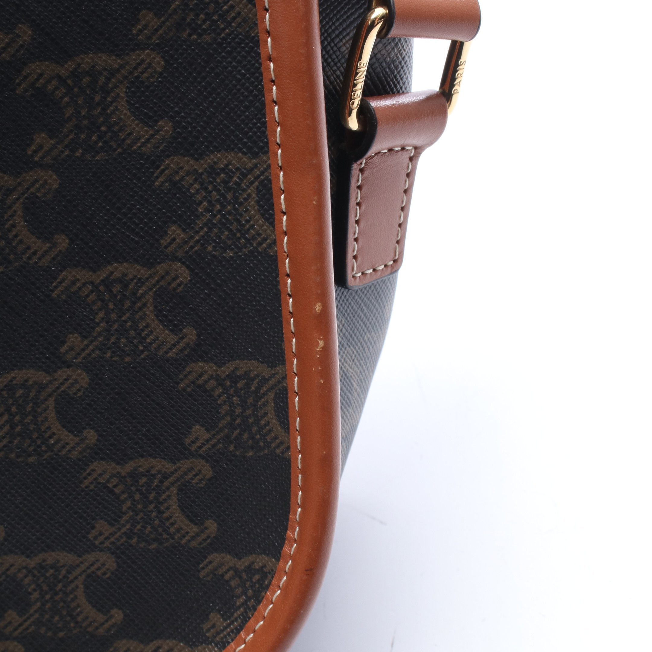 セリーヌ CELINE フォルコ ミディアムバッグ トリオンフ ショルダーバッグ バッグ PVCコーティングキャンバス レザー レディース ブラック系 / ブラウン系 【中古】 CELINE（セリーヌ） ショルダーバッグ Medium Folco ミディアム