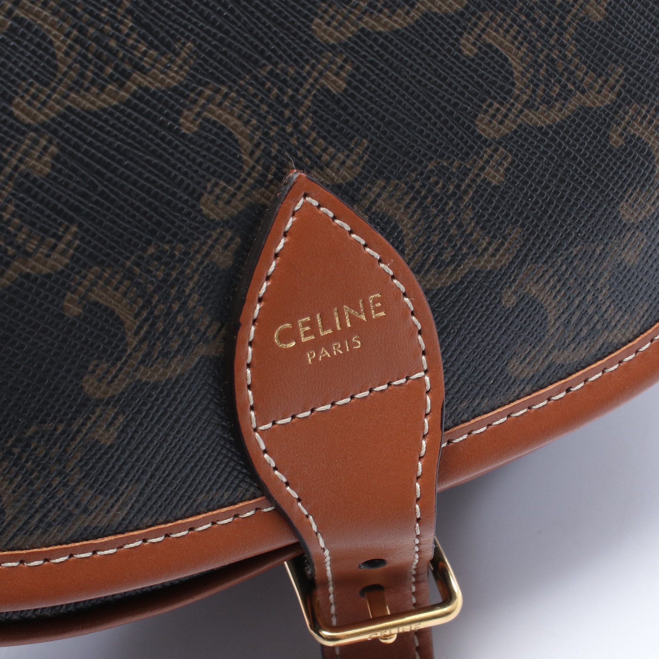セリーヌ CELINE フォルコ ミディアムバッグ トリオンフ ショルダーバッグ バッグ PVCコーティングキャンバス レザー レディース ブラック系 / ブラウン系 【中古】 CELINE（セリーヌ） ショルダーバッグ Medium Folco ミディアム