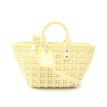 BISTRO XS ビストロ バスケットバッグ 2WAY ハンドバッグ トートバッグ エナメル ライトイエロー バレンシアガ バッグ BALENCIAGA