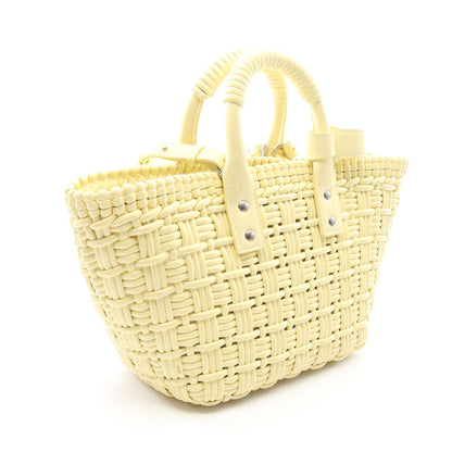 BISTRO XS ビストロ バスケットバッグ 2WAY ハンドバッグ トートバッグ エナメル ライトイエロー バレンシアガ バッグ BALENCIAGA