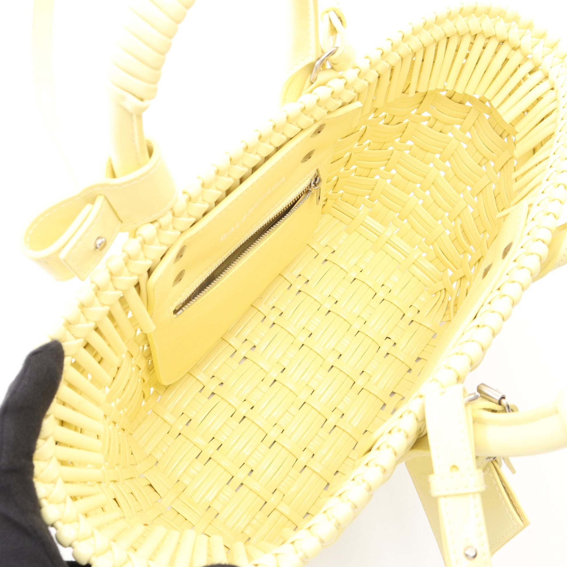 BISTRO XS ビストロ バスケットバッグ 2WAY ハンドバッグ トートバッグ エナメル ライトイエロー バレンシアガ バッグ BALENCIAGA