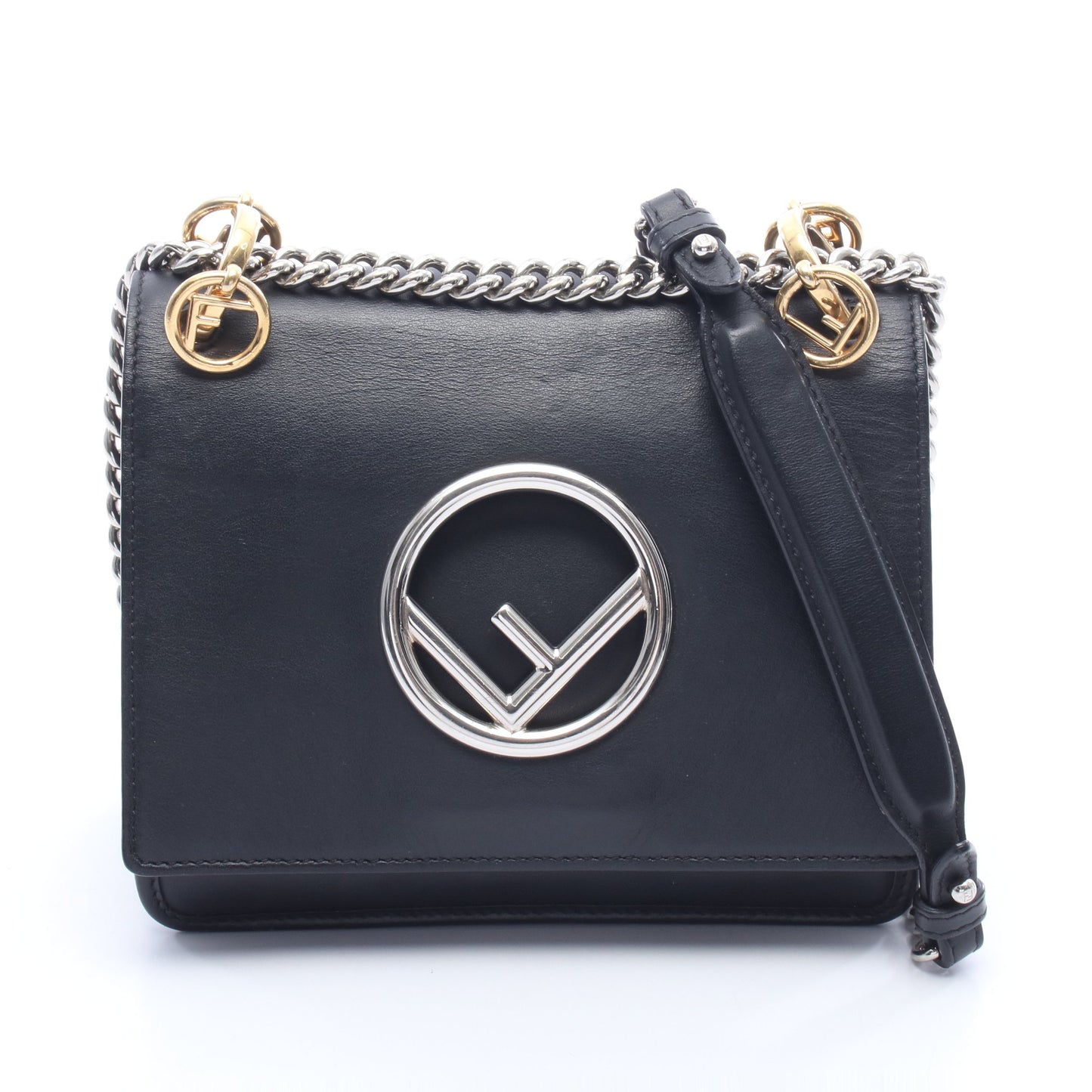 キャナイ エフ チェーンショルダーバッグ レザー ブラック フェンディ バッグ FENDI