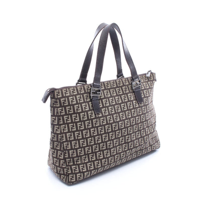 ズッキーノ ハンドバッグ トートバッグ キャンバス レザー ダークブラウン ベージュ フェンディ バッグ FENDI
