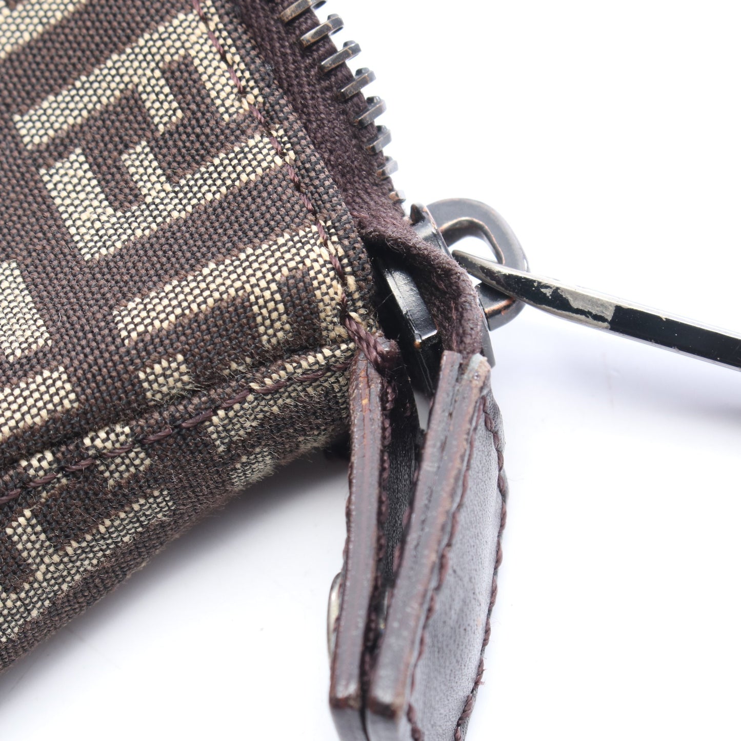 ズッキーノ ハンドバッグ トートバッグ キャンバス レザー ダークブラウン ベージュ フェンディ バッグ FENDI