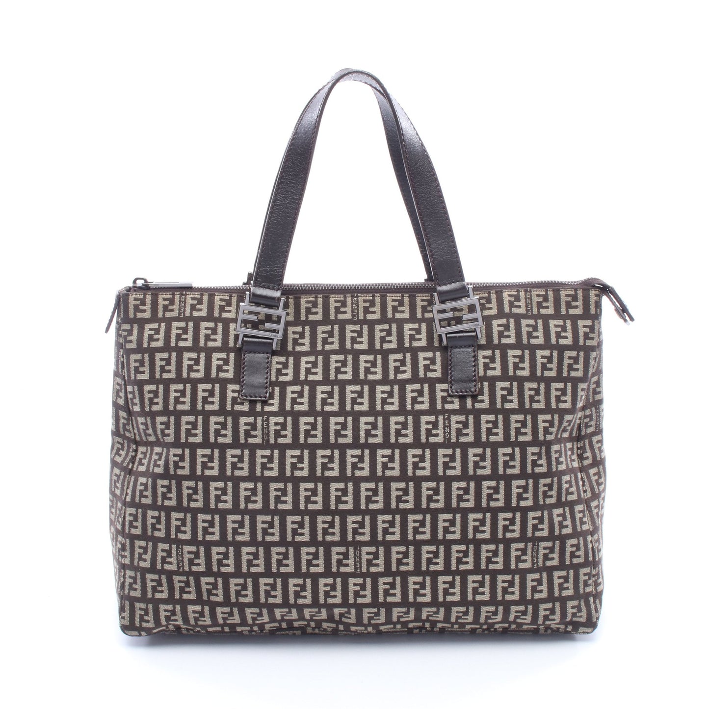 ズッキーノ ハンドバッグ トートバッグ キャンバス レザー ダークブラウン ベージュ フェンディ バッグ FENDI