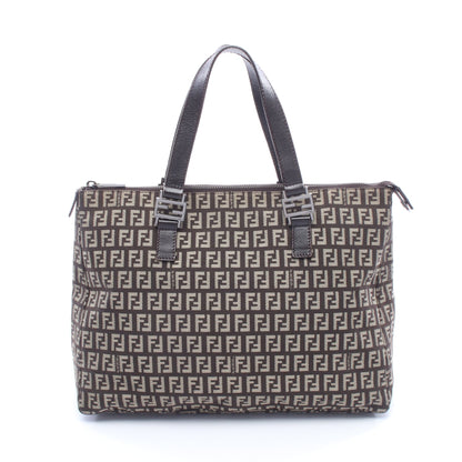 ズッキーノ ハンドバッグ トートバッグ キャンバス レザー ダークブラウン ベージュ フェンディ バッグ FENDI