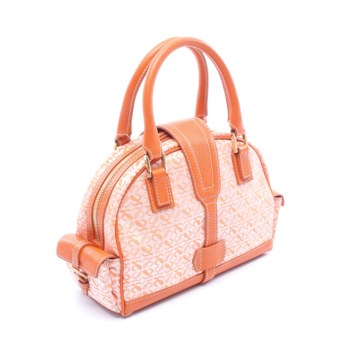 アナグラム スモール ボーリングバッグ ハンドバッグ キャンバス レザー オレンジ ライトオレンジ ロエベ バッグ LOEWE