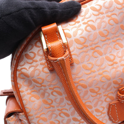 アナグラム スモール ボーリングバッグ ハンドバッグ キャンバス レザー オレンジ ライトオレンジ ロエベ バッグ LOEWE