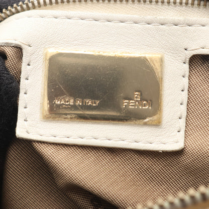 マイクロFF ショルダーバッグ キャンバス レザー ベージュ ホワイト フェンディ バッグ FENDI
