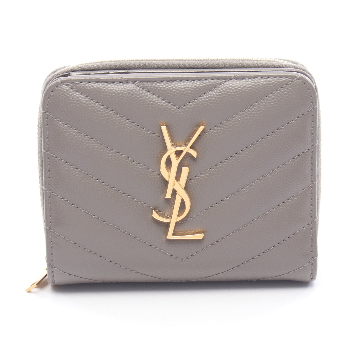 モノグラム 二つ折り財布 レザー グレー サンローランパリ 財布・小物 SAINT LAURENT PARIS