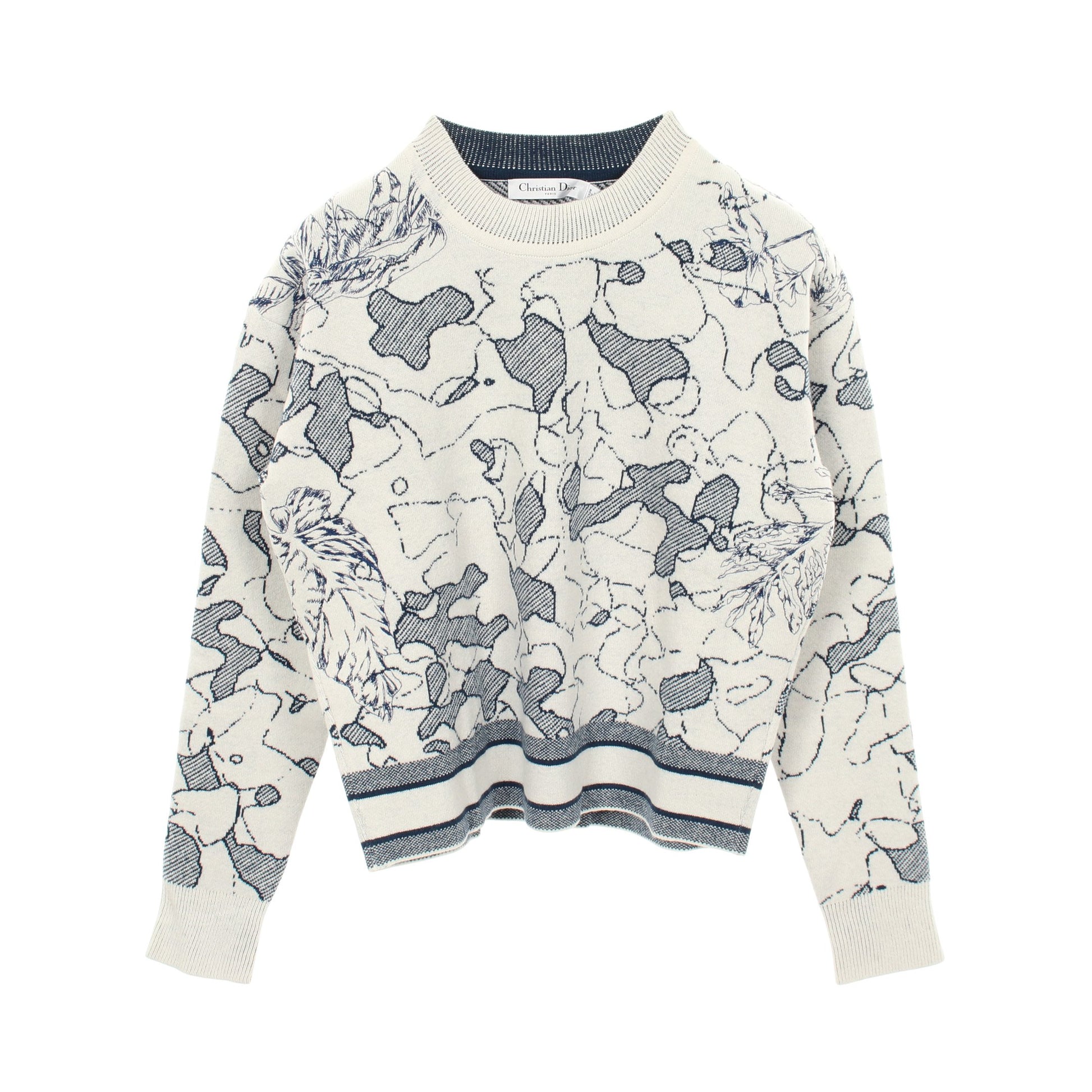 トワル ドゥ ジュイ エンブロイダリー ニット ウール カシミヤ オフホワイト ネイビー クリスチャンディオール トップス Christian Dior