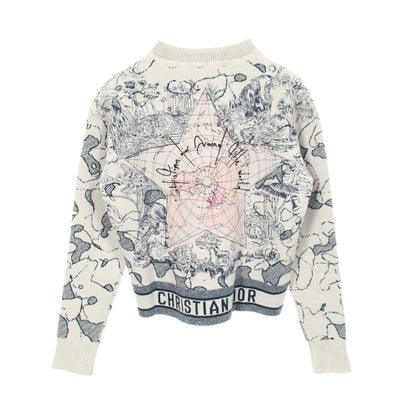 トワル ドゥ ジュイ エンブロイダリー ニット ウール カシミヤ オフホワイト ネイビー クリスチャンディオール トップス Christian Dior