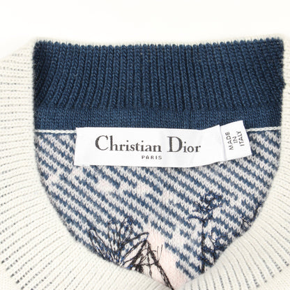 トワル ドゥ ジュイ エンブロイダリー ニット ウール カシミヤ オフホワイト ネイビー クリスチャンディオール トップス Christian Dior