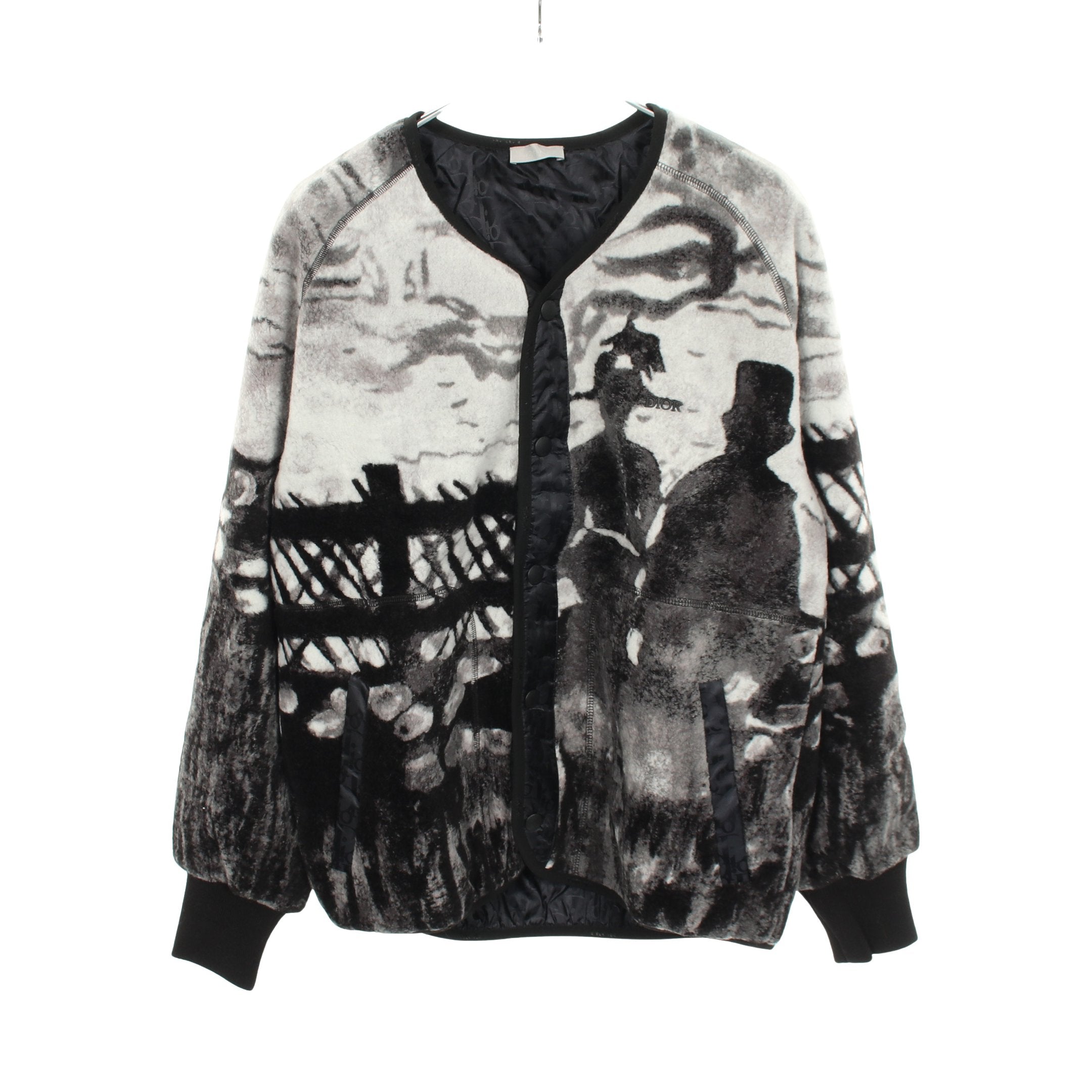 Dior ディオール ノーカラージャケット DIOR × PETER DOIG 中綿入り DIOR × PETER DOIG 中綿入り ノーカラージャケット ウール ブラック