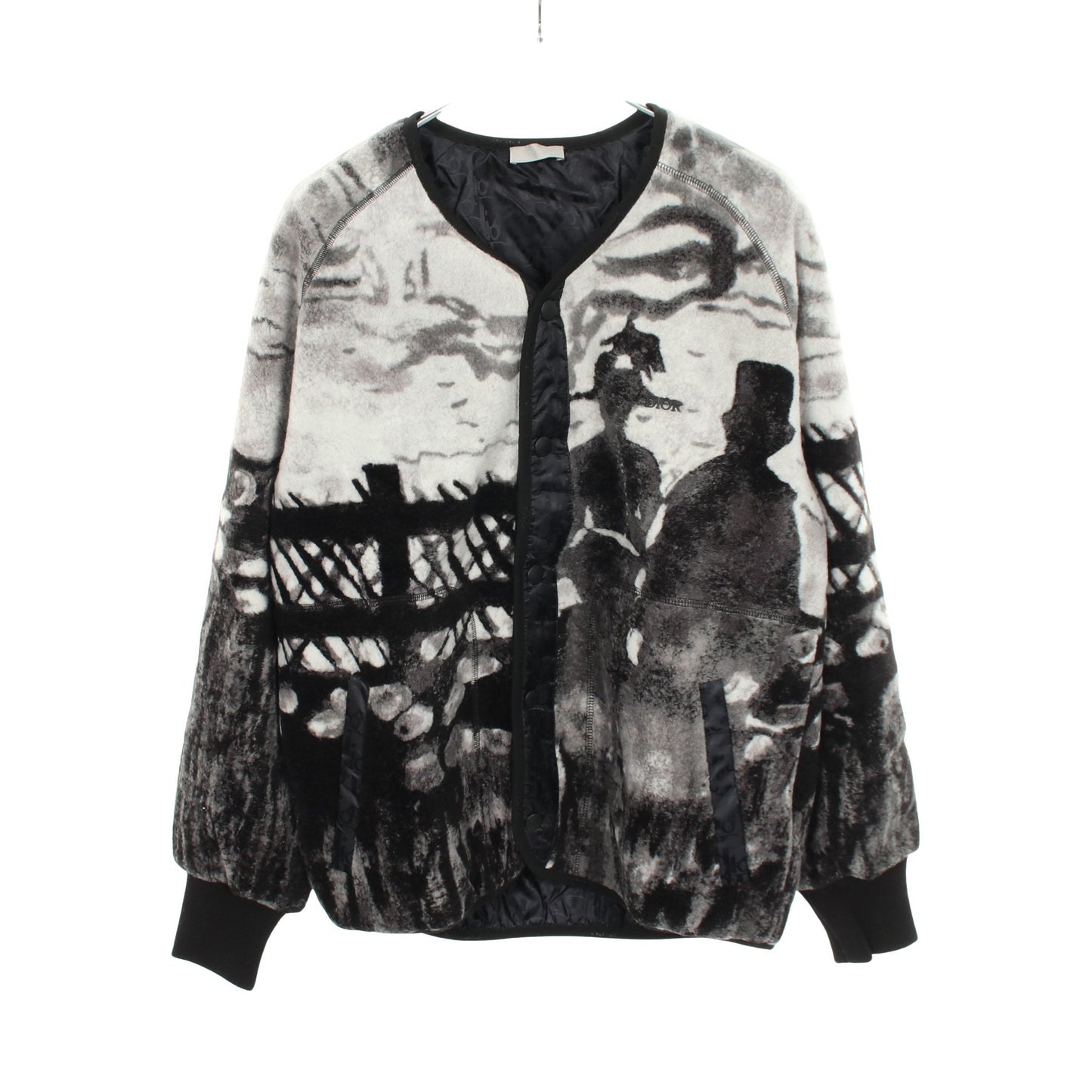 DIOR × PETER DOIG 中綿入り ノーカラージャケット ウール ブラック グレー ホワイト ディオール アウター DIOR