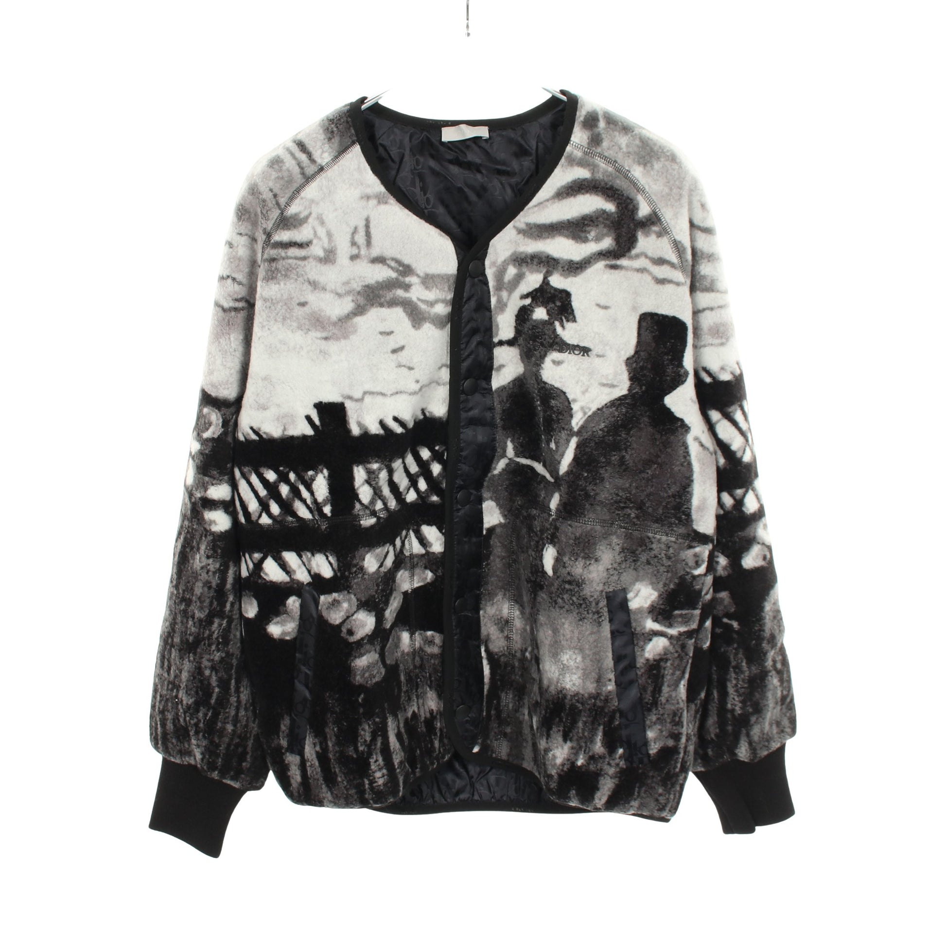 DIOR × PETER DOIG 中綿入り ノーカラージャケット ウール ブラック グレー ホワイト ディオール アウター DIOR