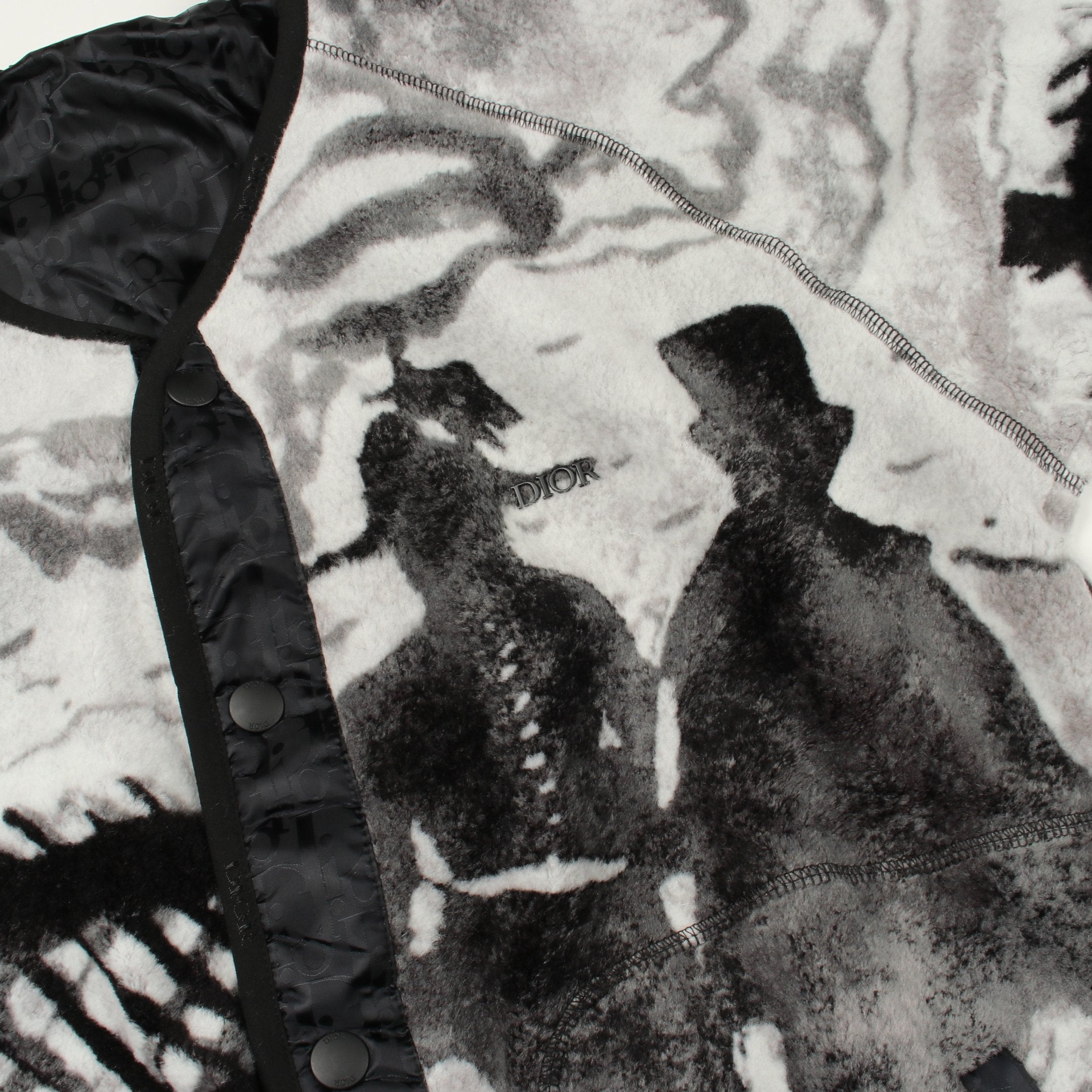 DIOR × PETER DOIG 中綿入り ノーカラージャケット ウール ブラック