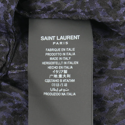 ボウタイ 総柄 長袖 ワンピース シルク ネイビー サンローランパリ ワンピース SAINT LAURENT PARIS