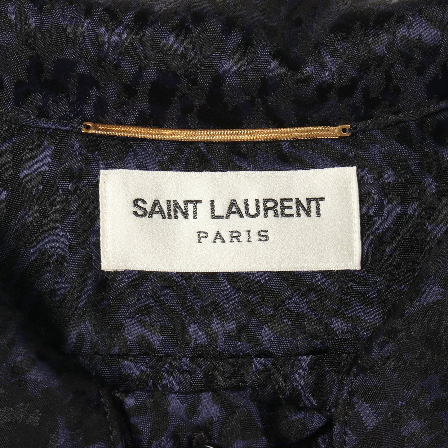 ボウタイ 総柄 長袖 ワンピース シルク ネイビー サンローランパリ ワンピース SAINT LAURENT PARIS