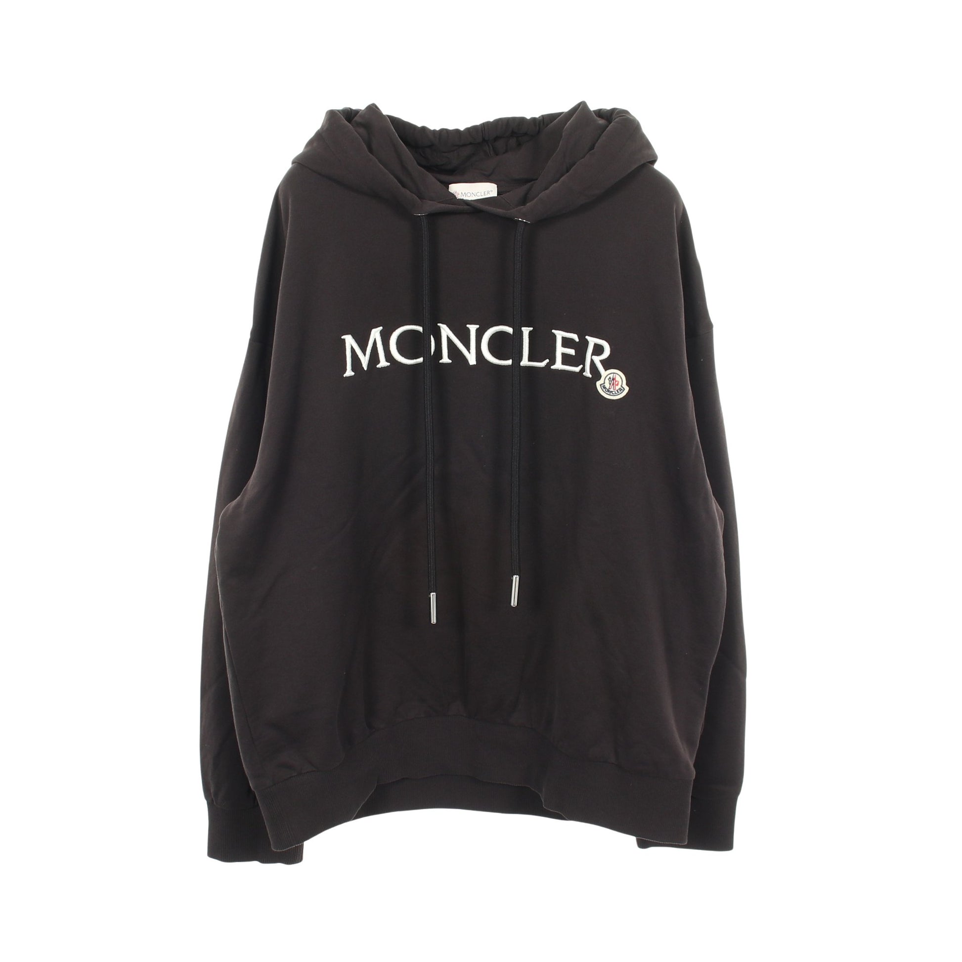 ロゴ刺繍 プルオーバーパーカー コットン ブラック モンクレール トップス MONCLER
