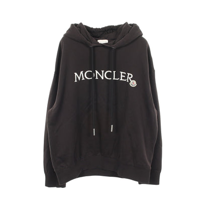 ロゴ刺繍 プルオーバーパーカー コットン ブラック モンクレール トップス MONCLER