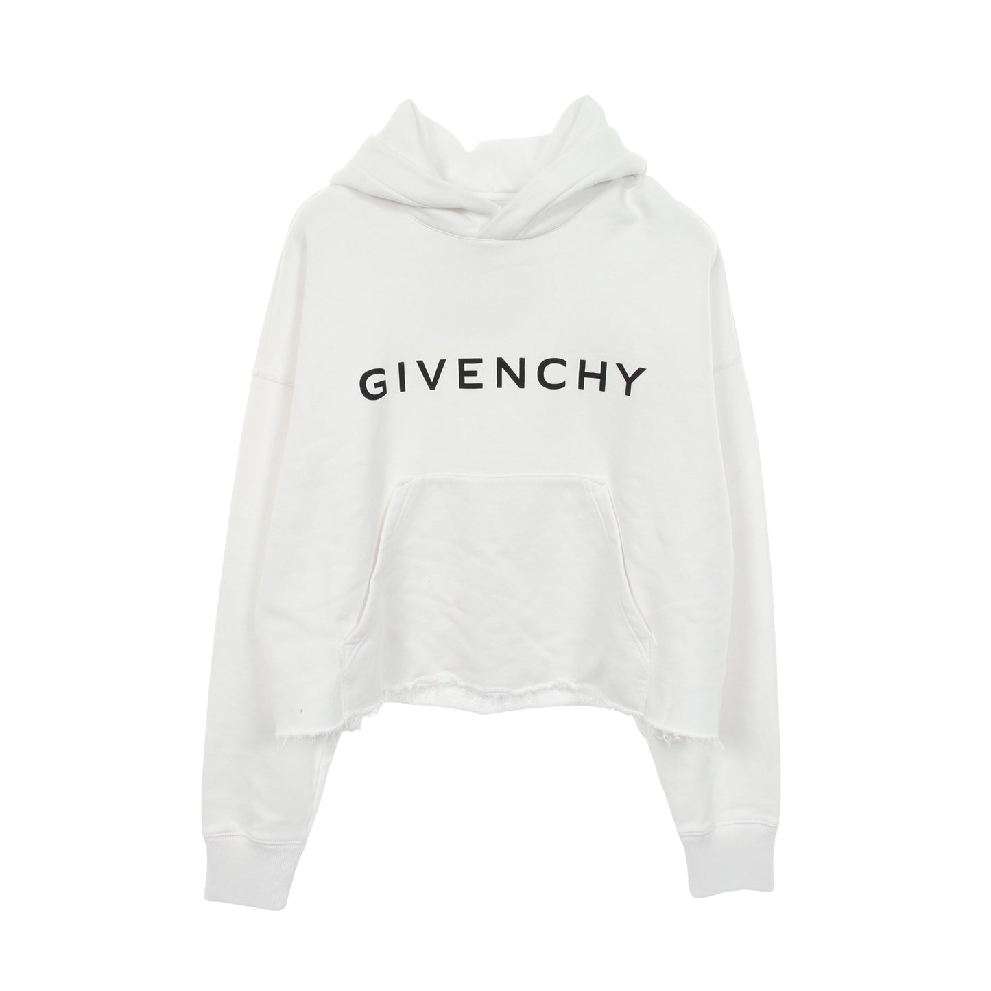 ロゴプリント カットオフ クロップド プルオーバーパーカー コットン ホワイト ジバンシィ トップス GIVENCHY