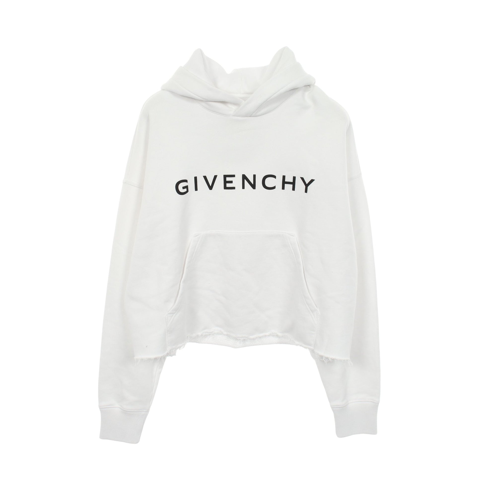 ロゴプリント カットオフ クロップド プルオーバーパーカー コットン ホワイト ジバンシィ トップス GIVENCHY