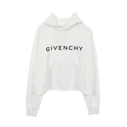 ロゴプリント カットオフ クロップド プルオーバーパーカー コットン ホワイト ジバンシィ トップス GIVENCHY