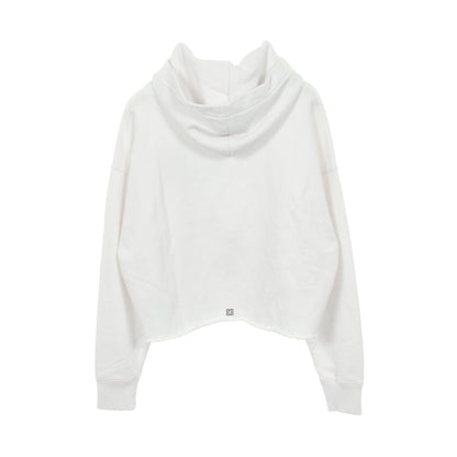 ロゴプリント カットオフ クロップド プルオーバーパーカー コットン ホワイト ジバンシィ トップス GIVENCHY