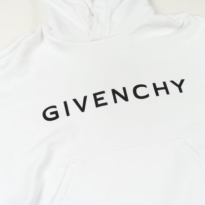 ロゴプリント カットオフ クロップド プルオーバーパーカー コットン ホワイト ジバンシィ トップス GIVENCHY