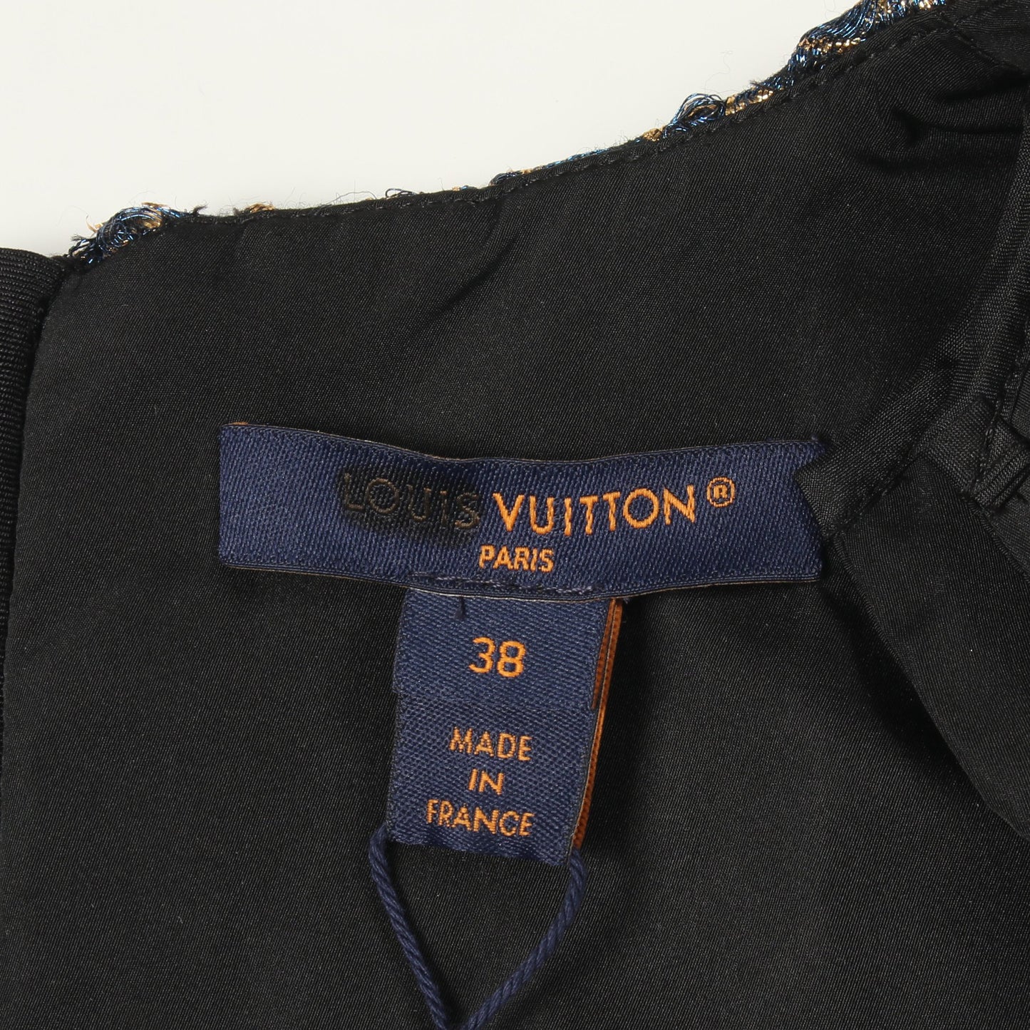 ノースリーブ ワンピース ウール ブルー ゴールド ルイヴィトン ワンピース LOUIS VUITTON