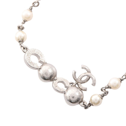COCO ココマーク ネックレス フェイクパール ラインストーン シルバー オフホワイト クリア I25 S シャネル アクセサリー CHANEL