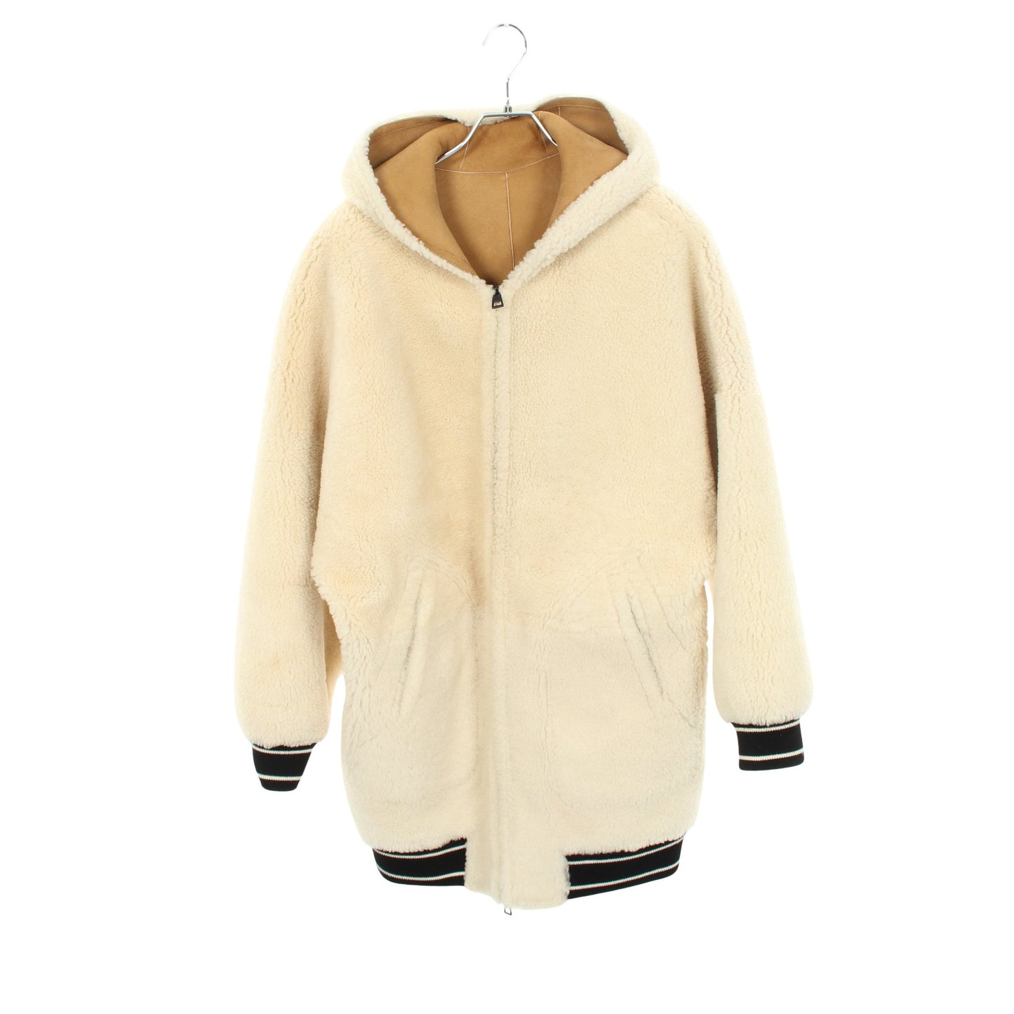 BEE刺繍 リバーシブル ボア ジャケット レザー ベージュ オフホワイト ブラック クリスチャンディオール アウター Christian Dior